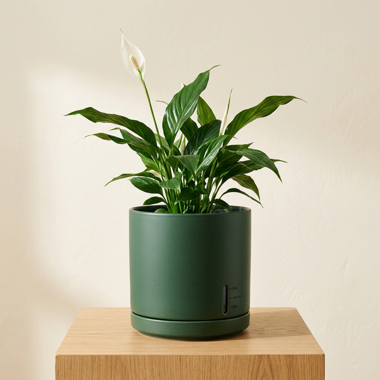 Terra Cylinder Self-Watering Pot, Forest Green
